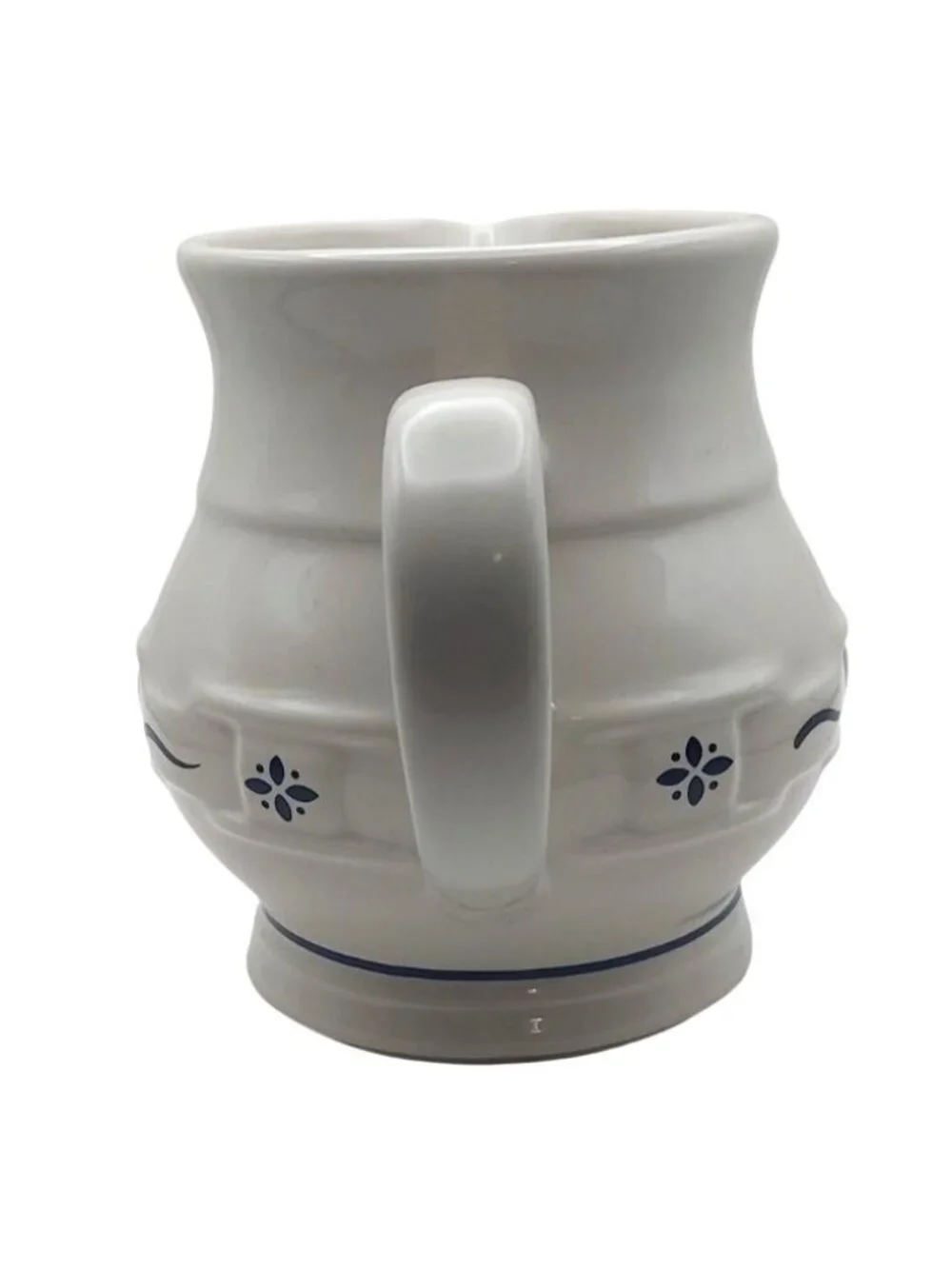 Longaberger Pottery Creamer Pitcher Woven Traditions Blue Trim USA Farmhouse
